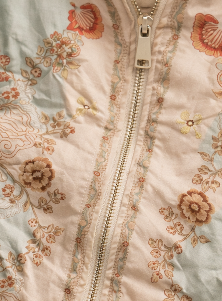 BH07 - Women’s Floral Satin Silk Set – Zip-Up Jacket & Relaxed Pants (Luxury Loungewear Set)