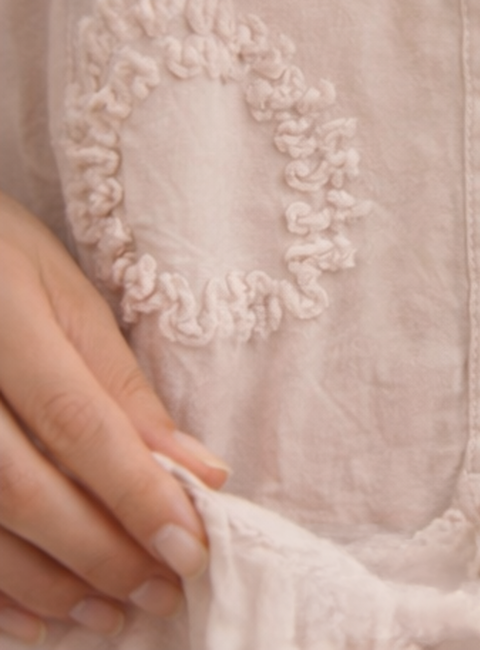 BH08 - Women’s Blush Pink Tiered Midi Dress – Embroidered Cotton Button-Down Dress with Bell Sleeves