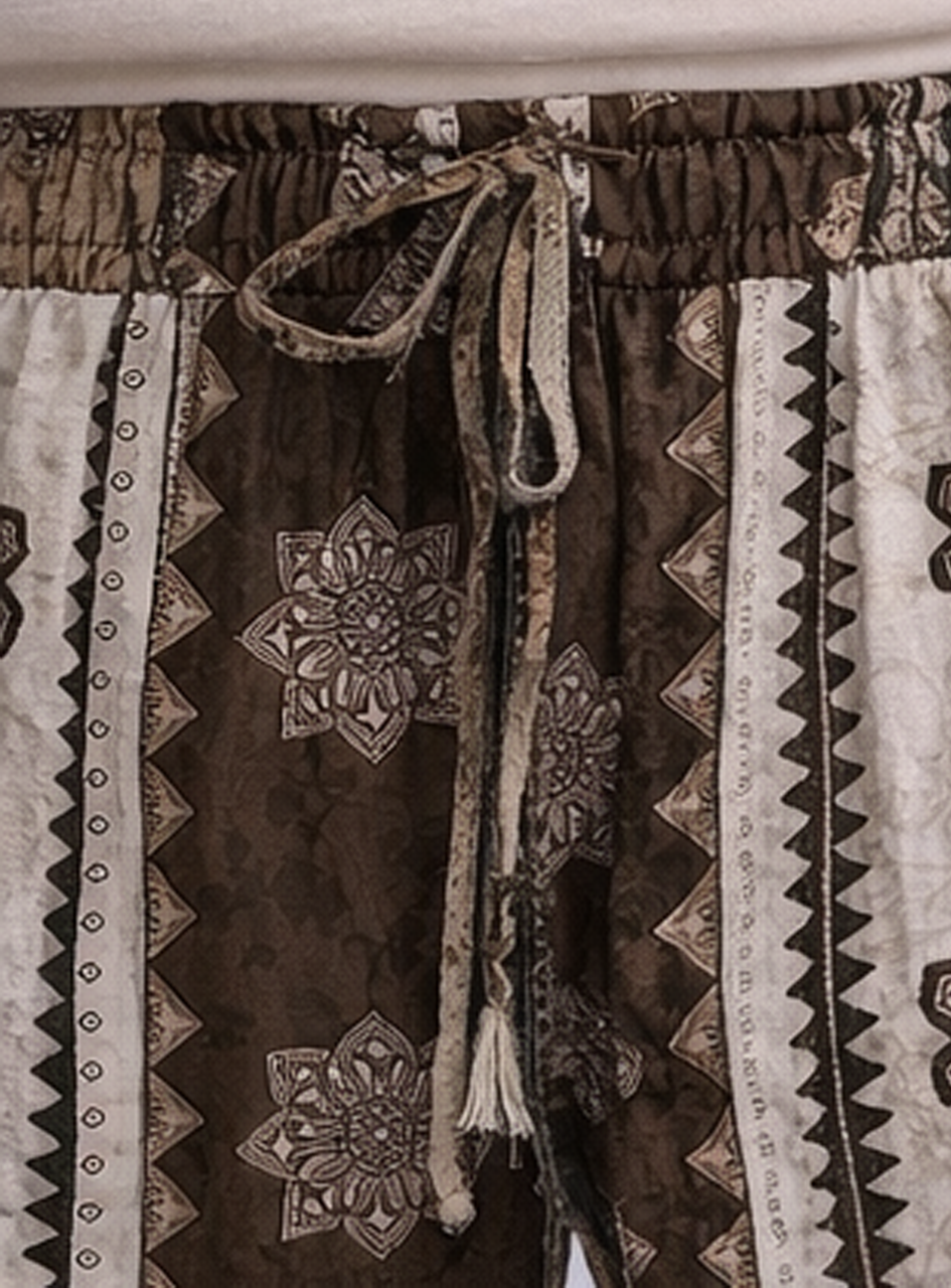 BH14 - Women’s Printed Co-Ord Set – Boho Pattern Jacket & Wide Leg Pants (Casual Chic Lounge Wear)