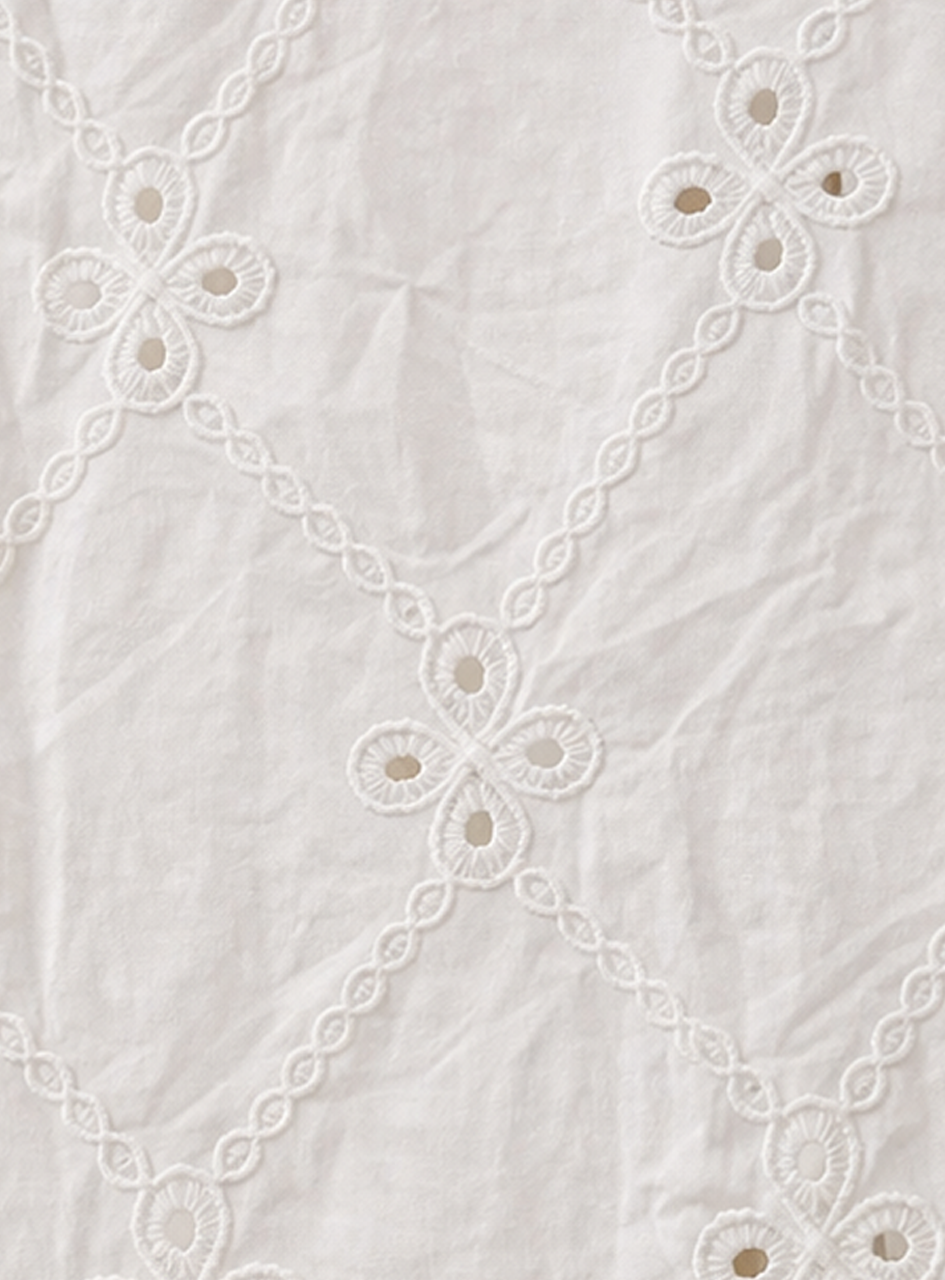 BH23 - Women’s White Embroidered Shirt – Eyelet Button- (Casual Elegant Wear)