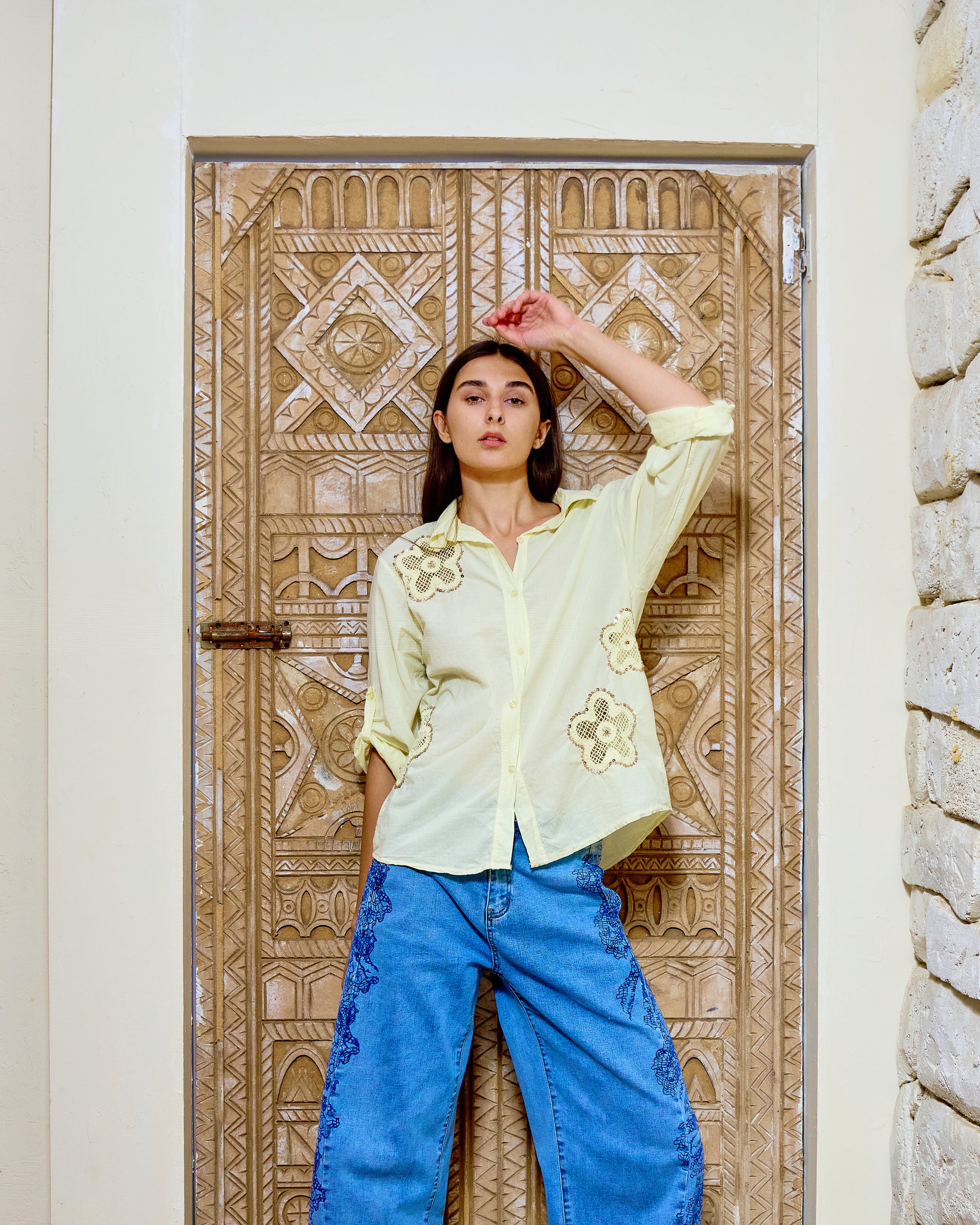 BH62 - Floral Crochet Detail Shirt